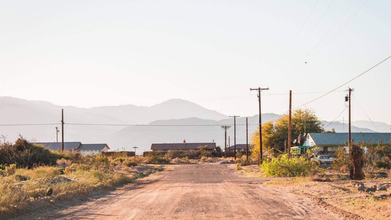 Empty Street At Sunset Salton City California