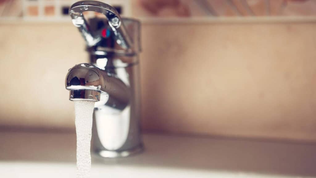 Faucet With Hot and Cold Water Stock
