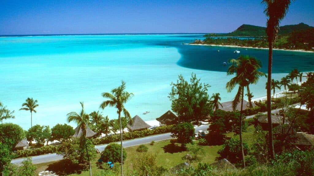 Matira Beach Bora Bora French Polynesia Stock