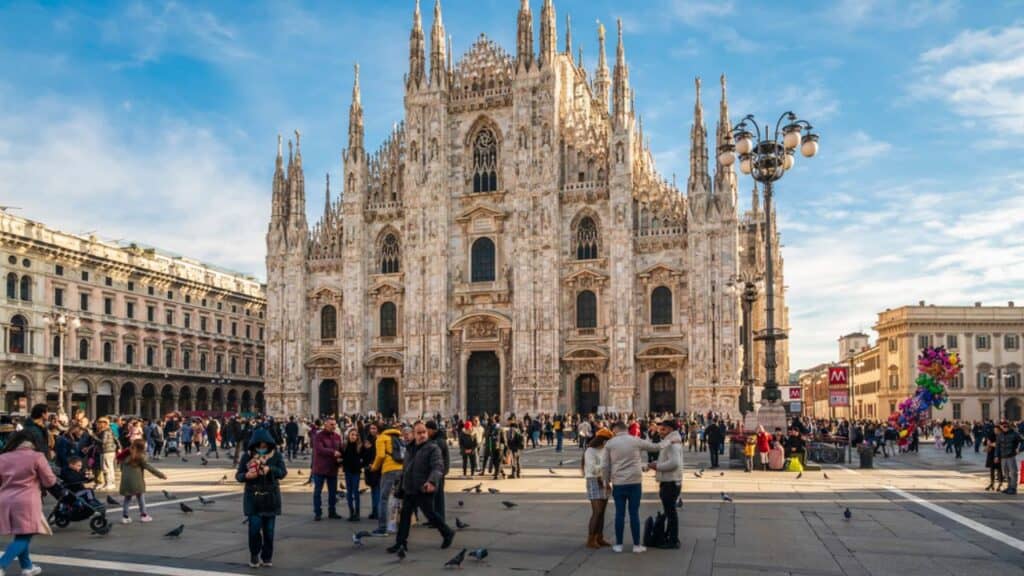 View of Milan Cathedral in Milan, Italy.