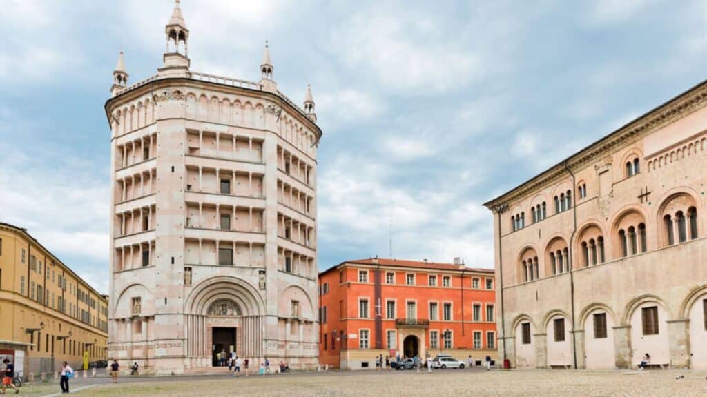 Beautiful city street view of Parma, Italy.