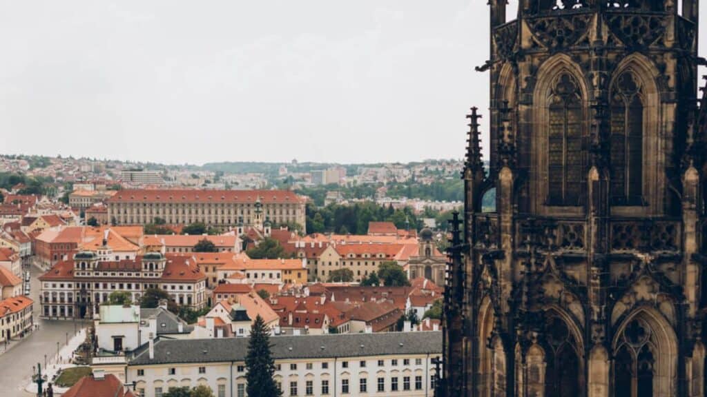 View of buildings in Prague Czech Republic.