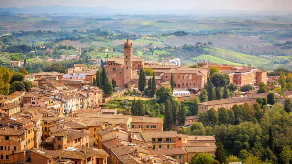 Aerial view of Siena City, Italy.