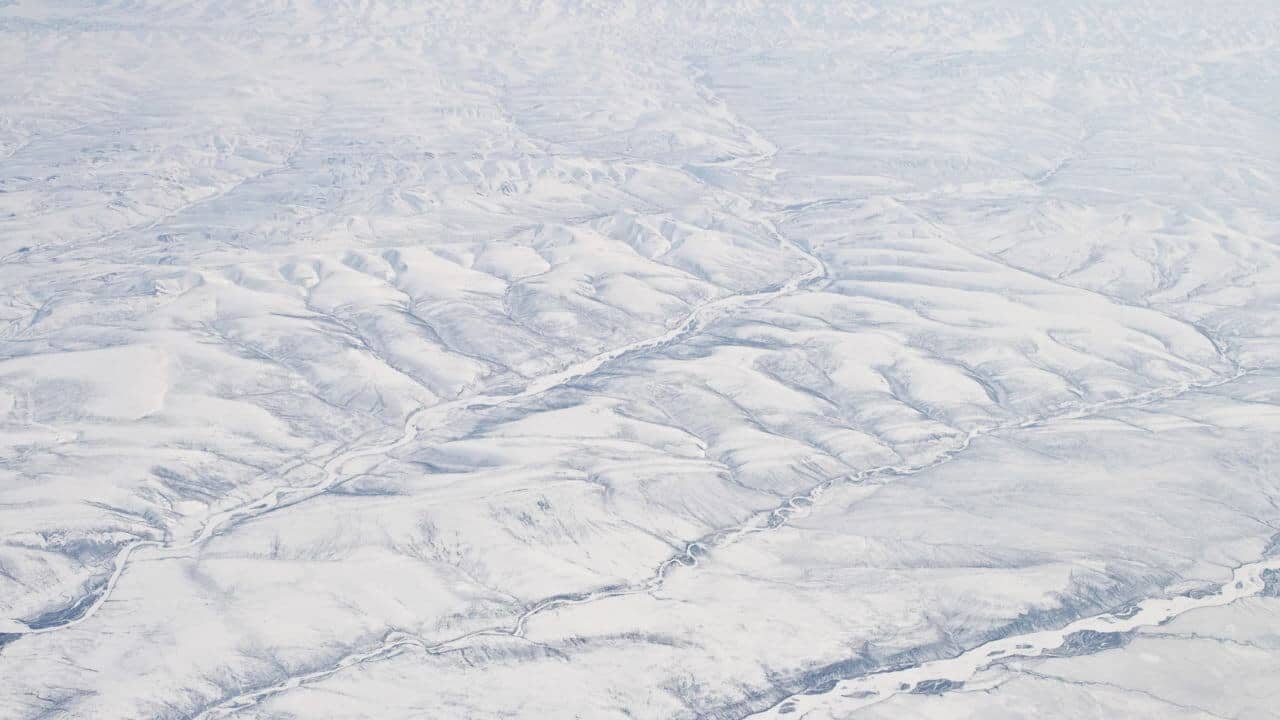 Snow Covered Verkhoyansk Mountains Olenyok River