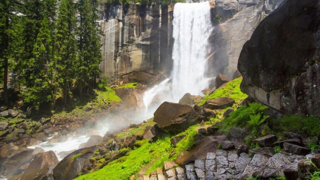 The Mist Trail and Vernal Fall in Yosemite