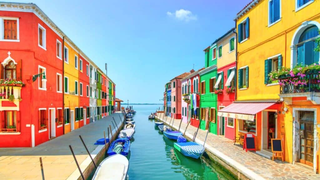 Burano Island Canal view of Venice.