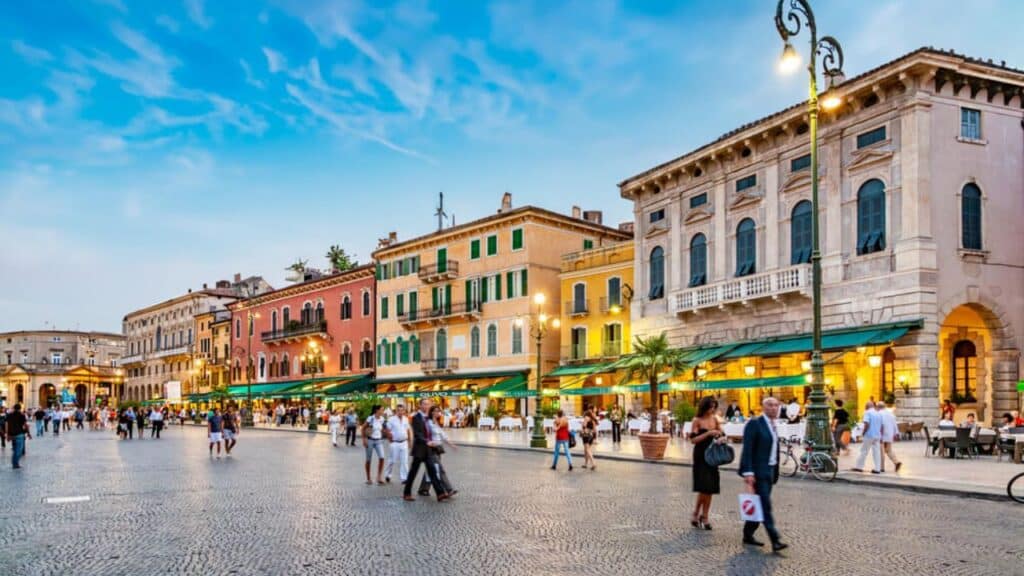 View of Piazza Bra in Verona, Italy.