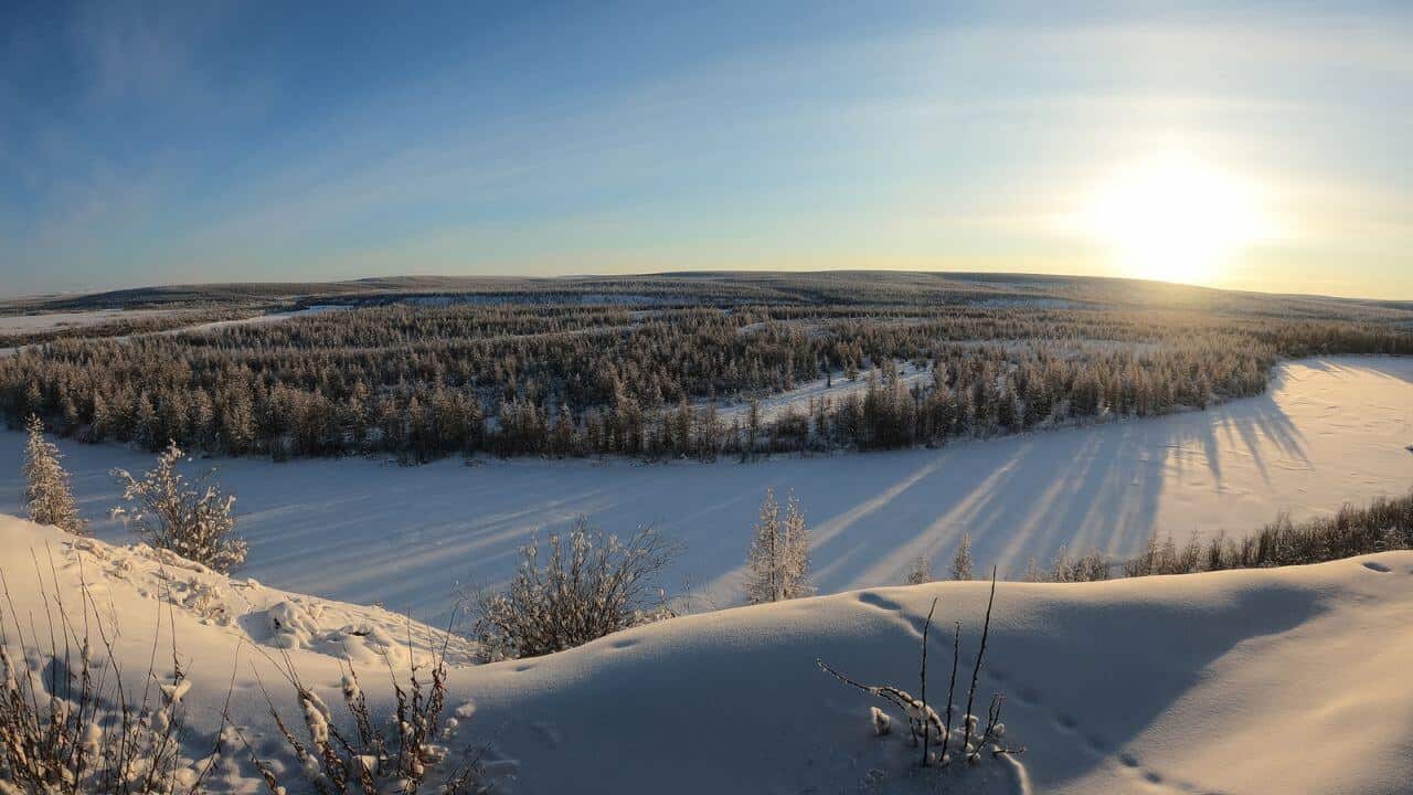 Winter Landscape Kolyma River Russia