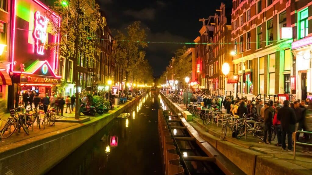 Nightlife in the Red Light District in Amsterdam