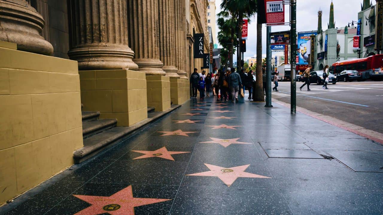 The Hollywood Walk of Fame, in Hollywood, Los Angeles, California— Stock